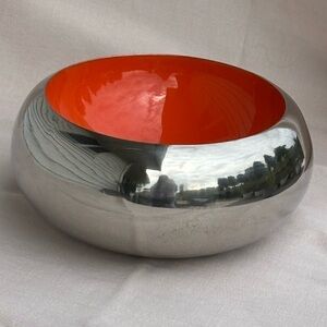 Crate&Barrel Isla Silver and Orange Decorative Bowl